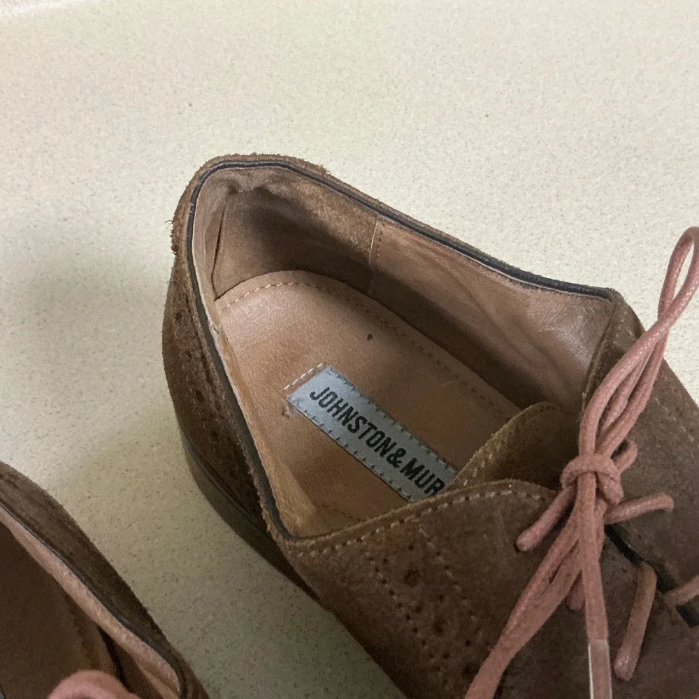 Johnston & Murphy Mens Brown Suede Cap Toe Brogue Oxford Dress Shoes 11M 20-8680
